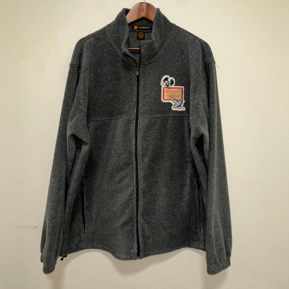 Harriton Fleece Jacket Mens XL Gray Good Gryphons and Gargoyles Patch M990‎